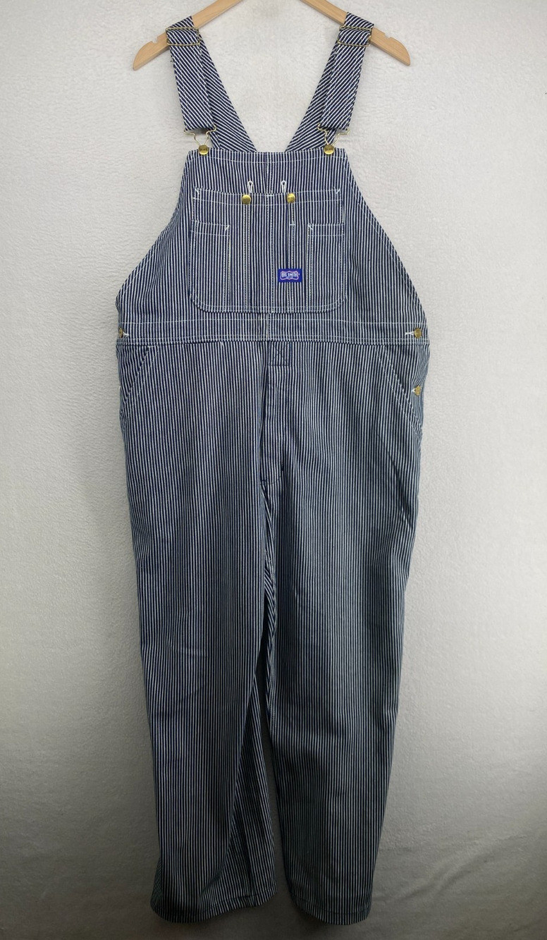 BIG SMITH Overalls 40x30 Hickory Bib Railroad Striped Carpenter Denim Blue NEW